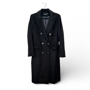 Lauren Ralph Lauren Black Wool Blend Long Coat Double Breasted Women’s Sz 6 NWT